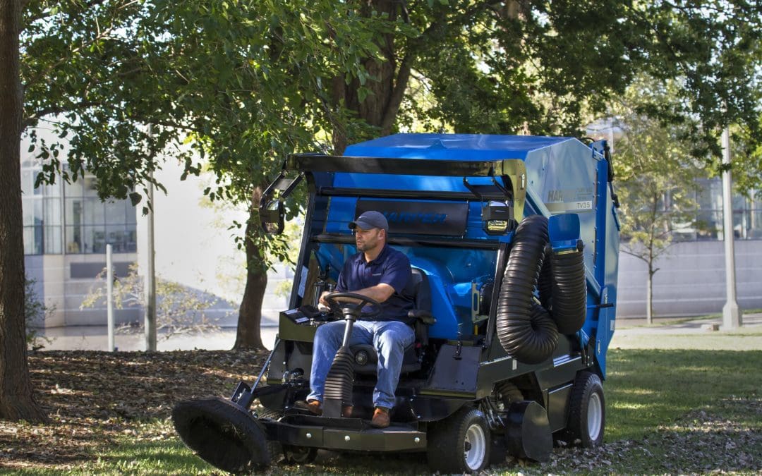 The Harper Turf Vac in action