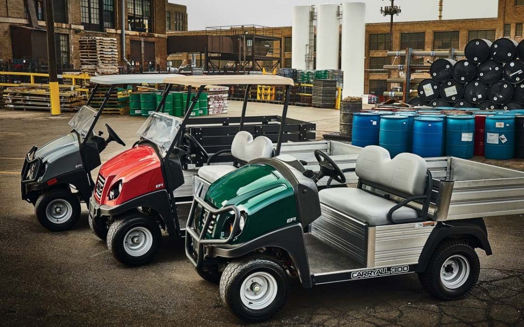 fleet of electric and gas powered utility vehicles