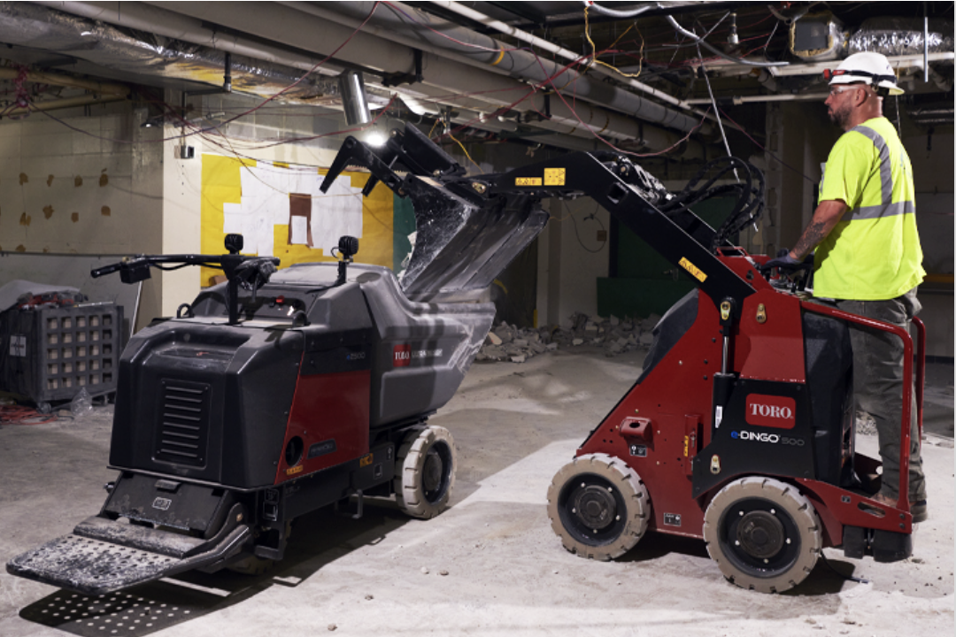 A dingo skid loader in construction